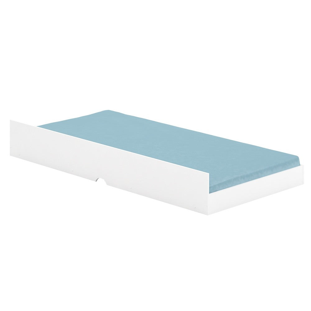 Bicama Ravena Solteiro 100% MDF (0,88 cm) - Amêndoa/Off White + Cama Auxiliar Branco