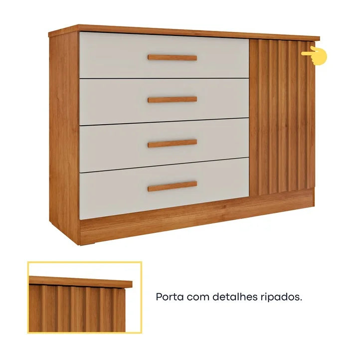 Cômoda Barcelona RIPADO - Cinamomo/Off White EN