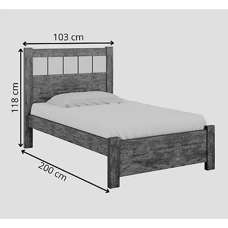 Cama Primícia Plus 100% MDF (Solteiro 0,88cm) - Cinamomo/Grafite L