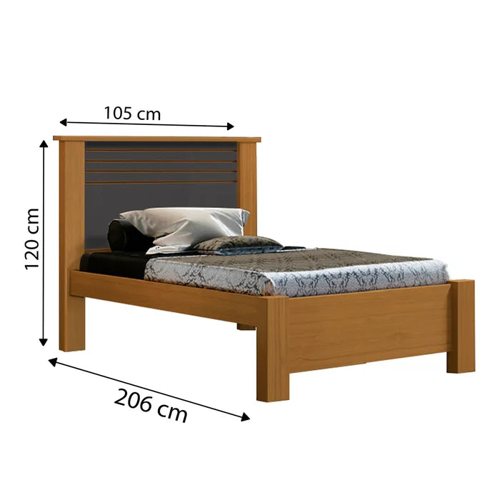 Cama Eros Plus Solteiro 100%MDF (0,88 cm) - Cinamomo/Grafite L