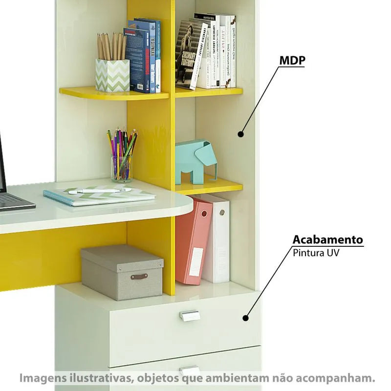 Escrivaninha Elisa - Branco/Amarelo
