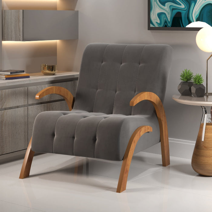 Poltrona Martha Imbuia Veludo Grafite EN