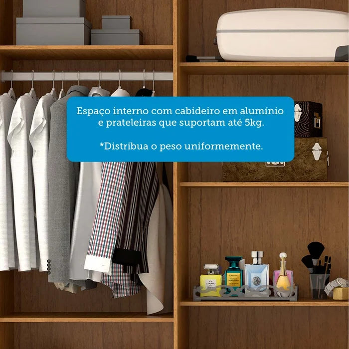 Roupeiro Débora 100% MDF - 9 Gavetas + Espelho - Cinamomo