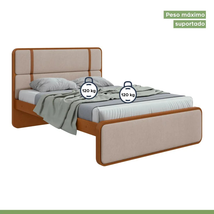 Cama Leder 100% MDF (Casal 1,38cm) - Frissano/Off White L