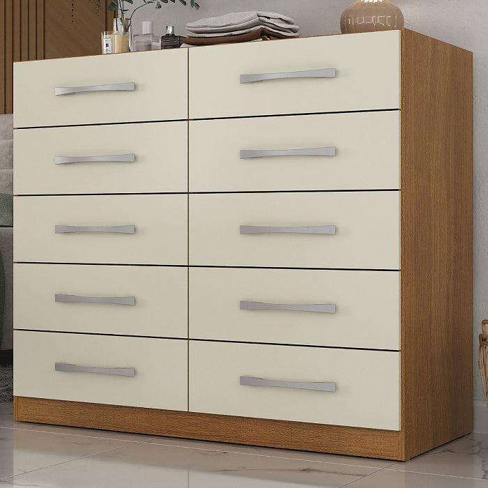 Comoda Macae.Parati 10 GAVETAS Cinamomo.Off White EN