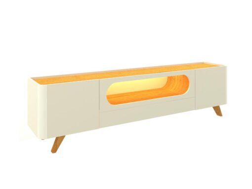 Rack Nobre 75" 100% MDF - Com LED - Off White/Naturale E