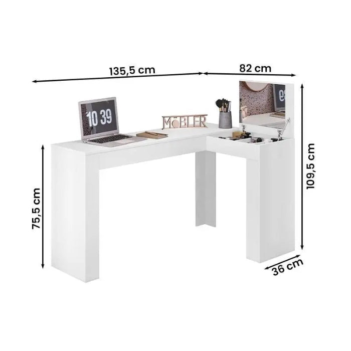 Escrivaninha Penteadeira Jade Branco Fosco EN