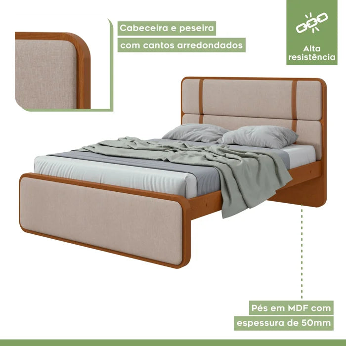 Cama Leder 100% MDF (Casal 1,38cm) - Frissano/Off White L