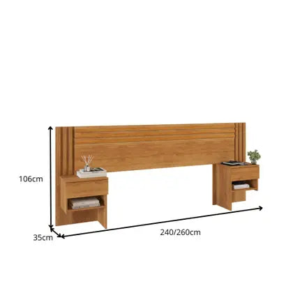 Cabeceira Box Jade Casal + 2 Mesas de Cabeceira - Cinamomo EN