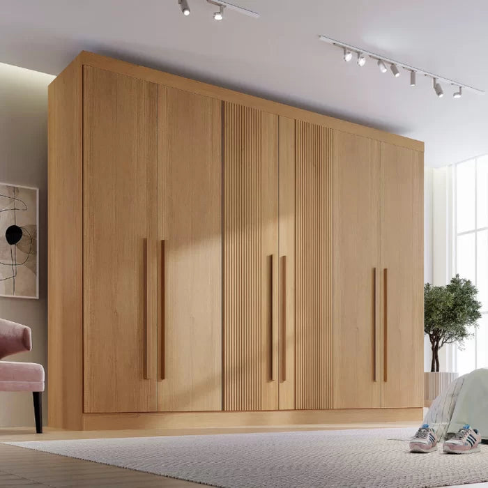 Roupeiro Da Vinci 100% MDF - 6 Portas - 2,75 cm - Cinamomo (Ripado) L