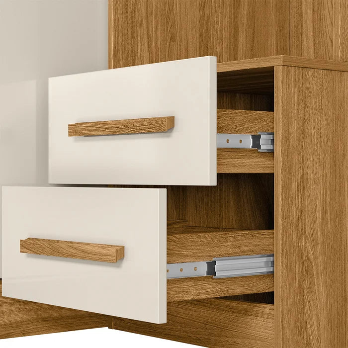 Roupeiro Modulado Florença 100% MDF (Casal 1,38 cm) - Freijó/Off White L