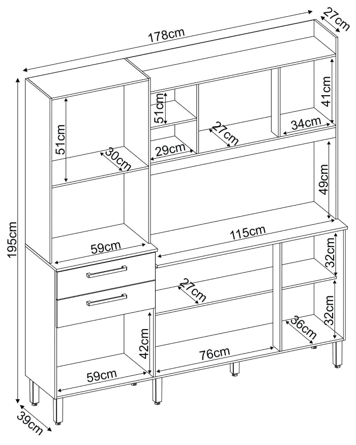 Armário de Cozinha Kit Select - Amêndoa/Branco