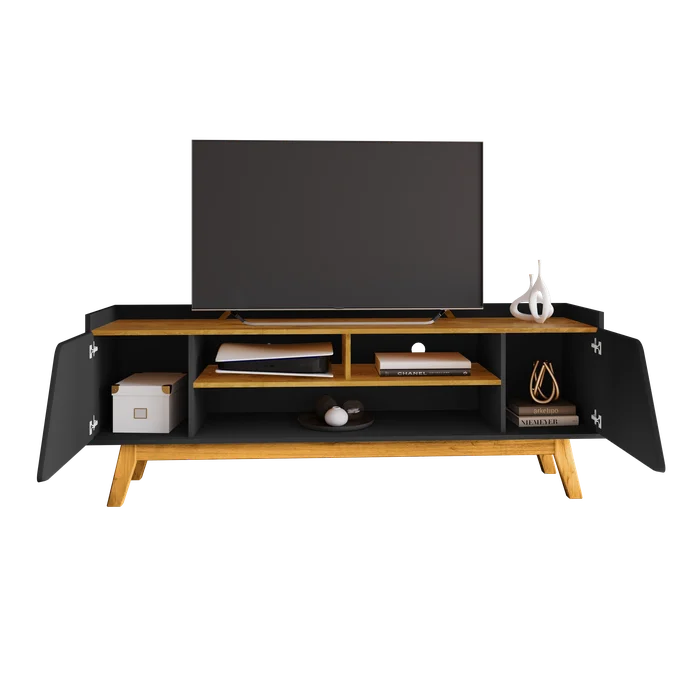 Rack Turin 1,60 cm 65" - Preto/Nature EN