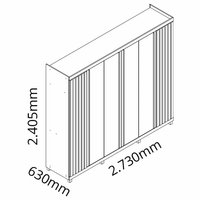 Roupeiro Absolut New Ripado 6P sendo 2P com Espelhos LED e Pes Naturale.Off White EN