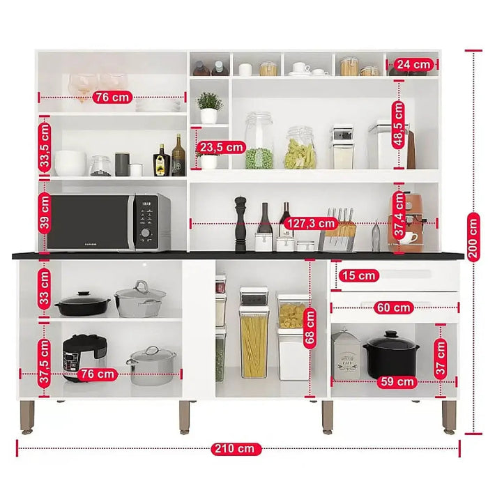 Kit Cozinha Antonela Branco C/ Espelhos EN