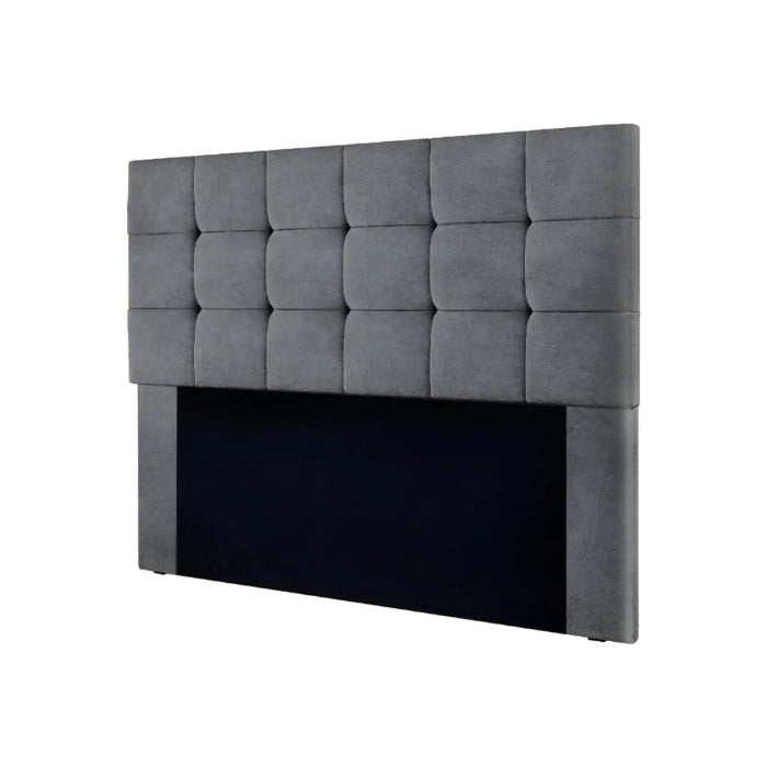 Cabeceira Casal Ana Veludo Suede Cinza- EN