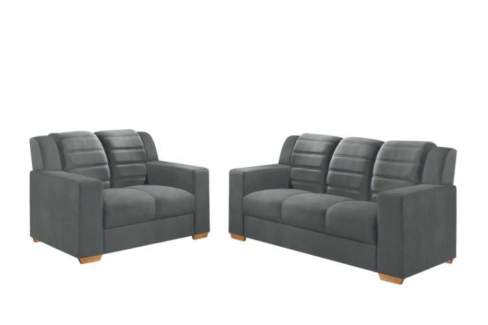 Conjunto Estofado Monaco 2x3Lgs Tec 195 Veludo Inca Cinza EN