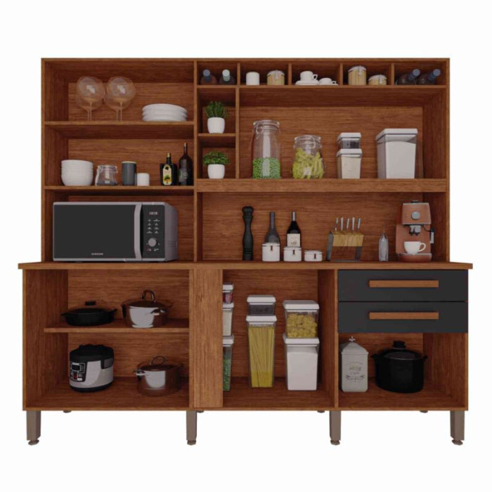 Kit Cozinha Antonela Cinamomo.Grafite C/ Espelhos EN