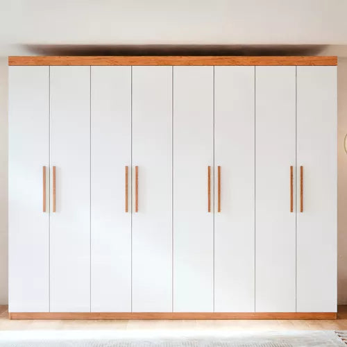 Roupeiro Rubi - 8 Portas - Cinamomo/Branco E