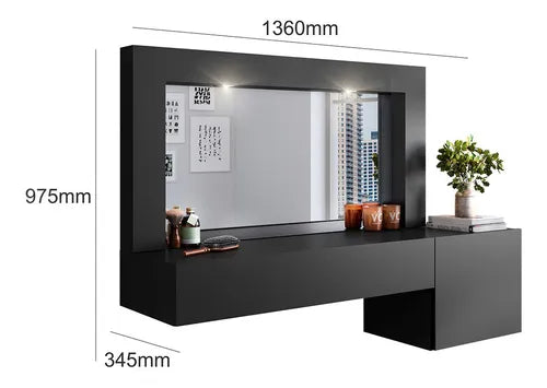 Penteadeira Gloss (COM LED) - Preto