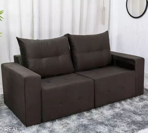 Estofado Retratil Havai 180 2x90 Veludo Marrom EN