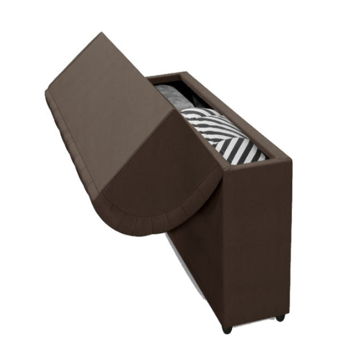 Cabeceira Solteiro Comodino Premium Suede Marrom EN