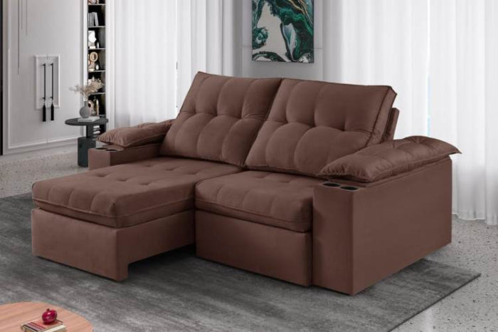Estofado Retratil Reclinavel Itaborai 250 Veludo Marrom EN