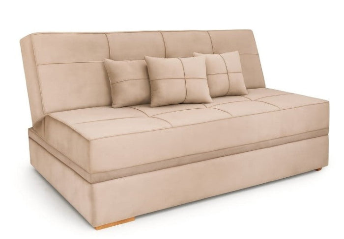 Sofa Cama Italia sem Bau Veludo Suede Bege EN