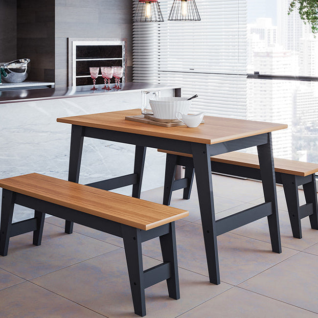 Mesa Aurora 1,30 cm + 2 Bancadas - 100% MDF - Chumbo/Nature