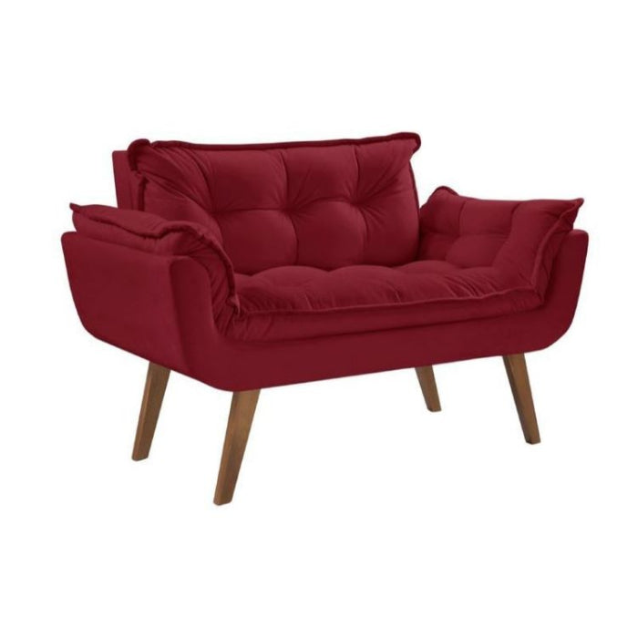 Poltrona Namoradeira Opalla Veludo Suede Bordo EN