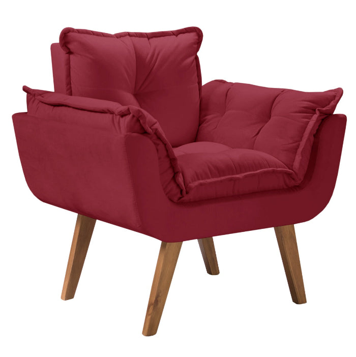 Poltrona Jamile Veludo Suede Bordo EN