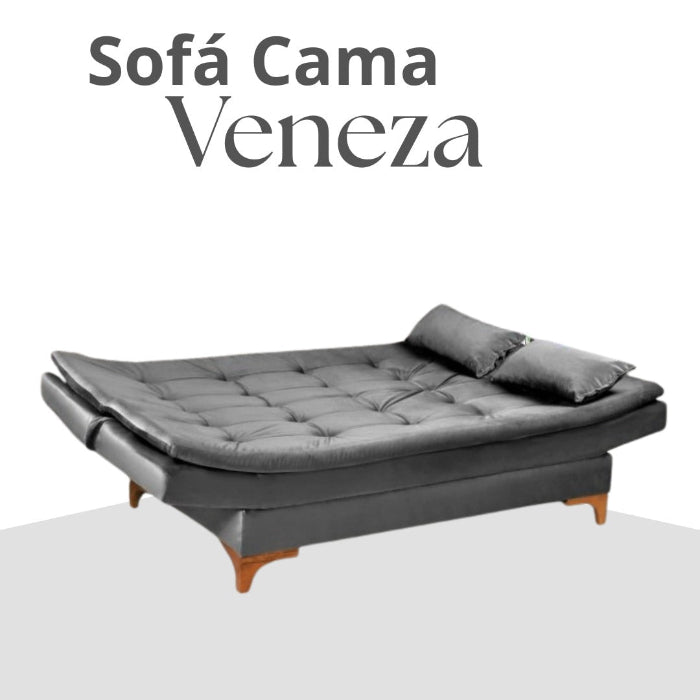 Sofa Cama Veneza Tec 195 Veludo Cinza EN