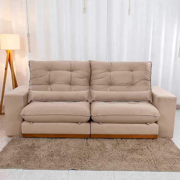 Estofado Retratil Reclinavel Toronto 230 Veludo Suede Bege EN