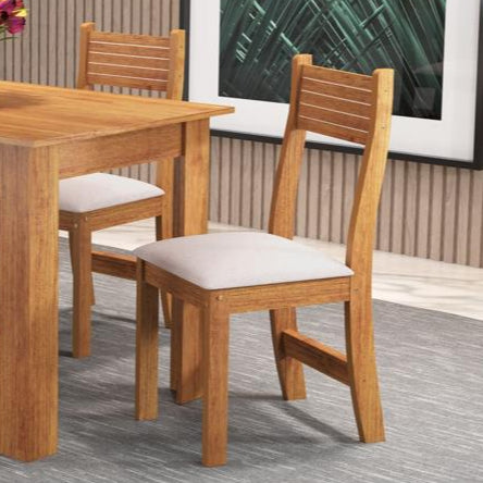 Mesa de Jantar Palace + 4 Cadeiras - Mel/Veludo Pastel