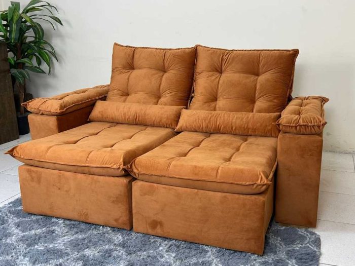 Sofá Retrátil Reclinável Atenas 2.00m - Terracota E