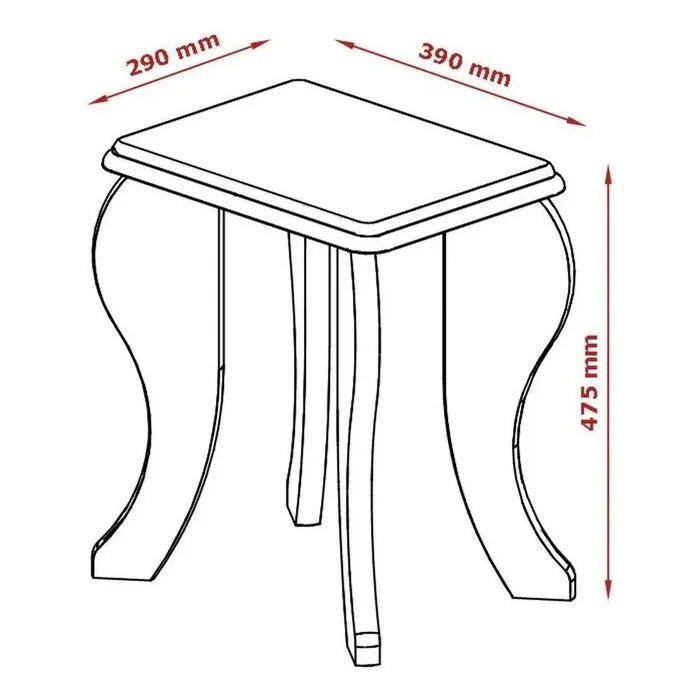 Penteadeira Princesa 100% MDF - Com Espelho + Banco - Branco