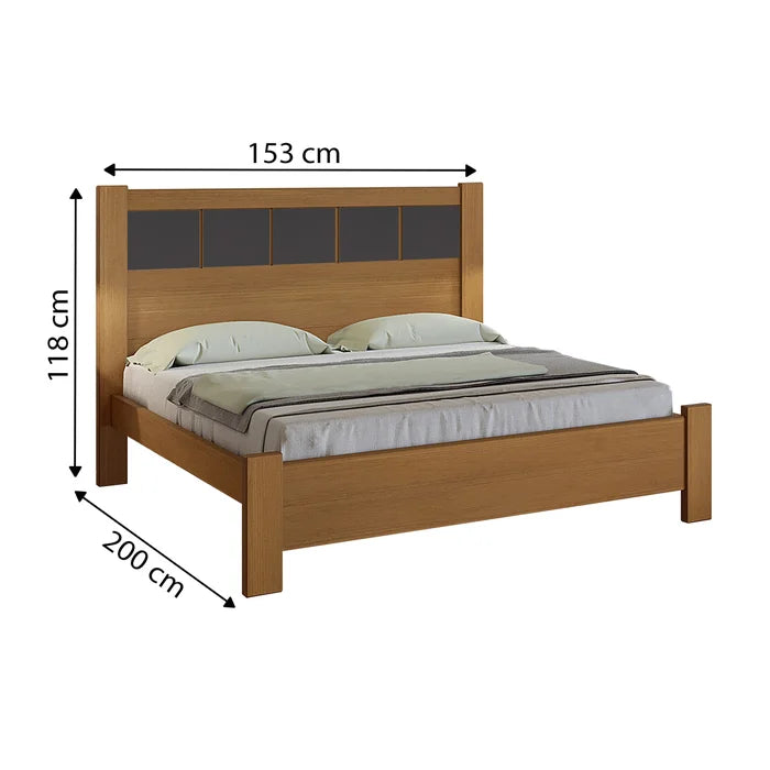Cama Primícia Plus 100% MDF (Casal 1,38cm) - Cinamomo/Grafite L