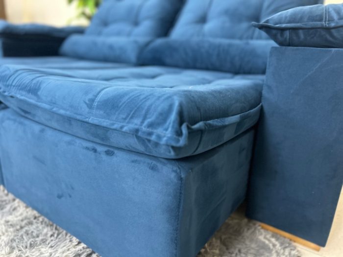 Sofá Retrátil Reclinável Atenas 2.00m - Azul E