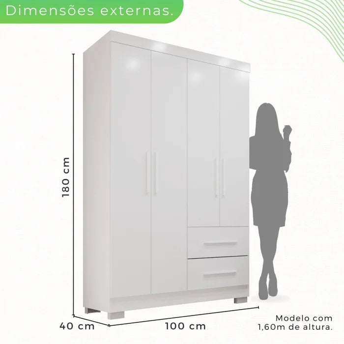 Roupeiro Estrela 4 Portas - Branco EN