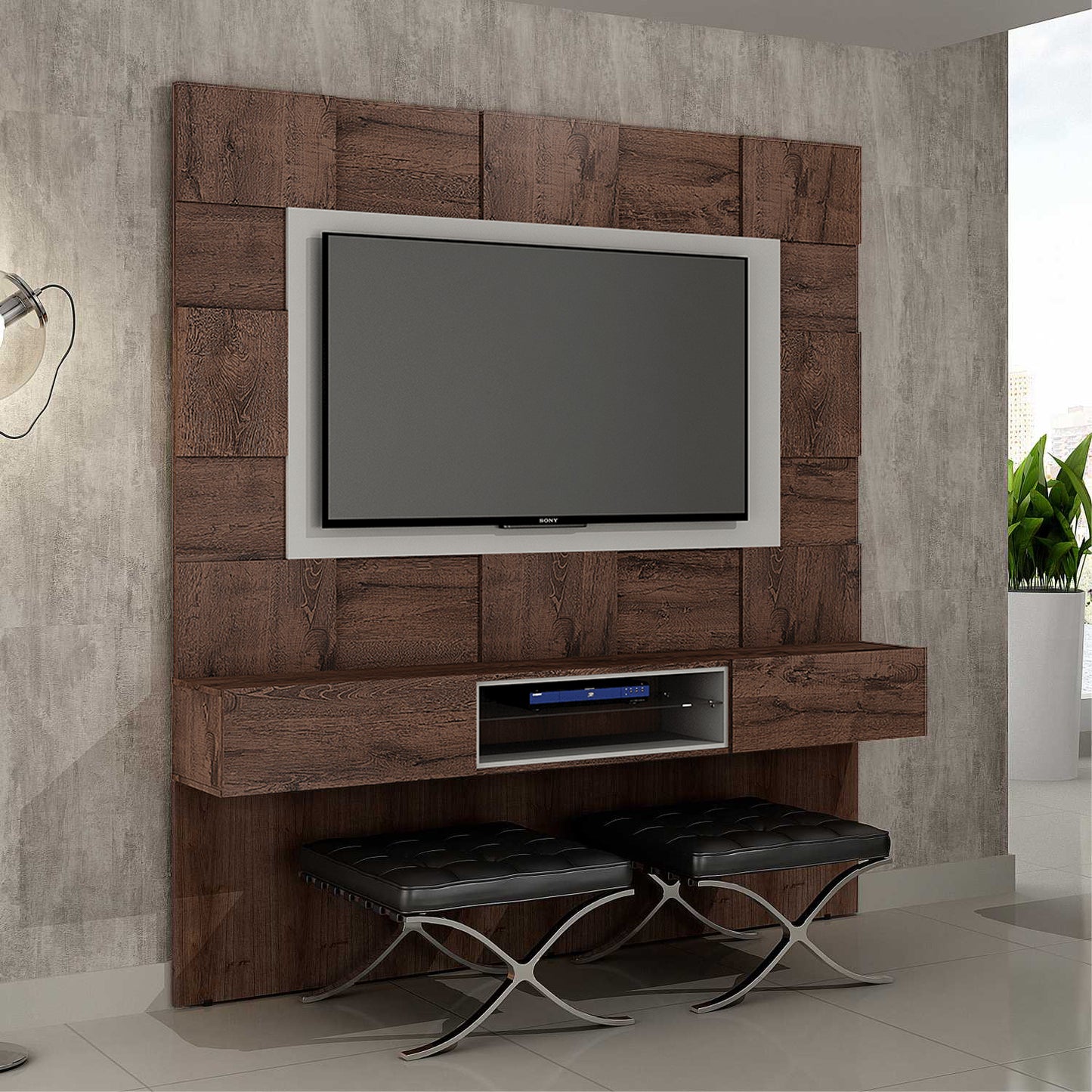 Home Suspenso Caeté Tv 60'' - Castanho/Off White
