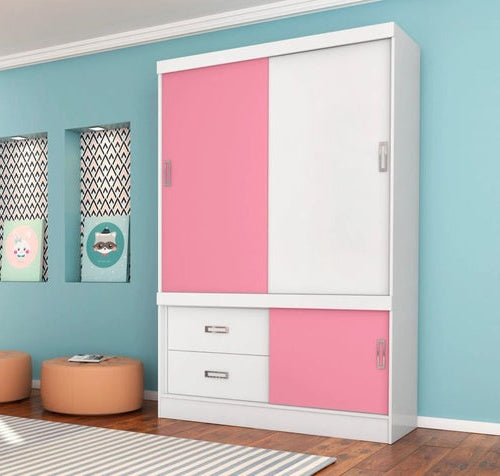 Roupeiro Estilo II - Rosa / Branco