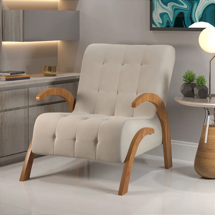 Poltrona Martha Imbuia Veludo Marfim EN