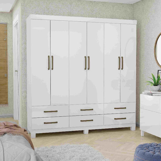 Roupeiro Dallas Gold com Pes Branco Branco EN