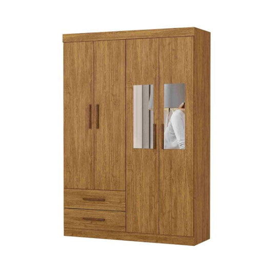 Roupeiro Hercules Gold 4P2G com 2 Espelhos Cinamomo EN