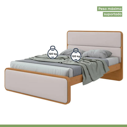 Cama Loop 100% MDF (Casal 1,38cm) - Bege/Amêndoa   L
