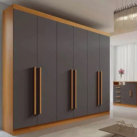 Roupeiro Da Vinci Plus 100% MDF - 6 Portas - 2,75 cm - Cinamomo/Grafite  L
