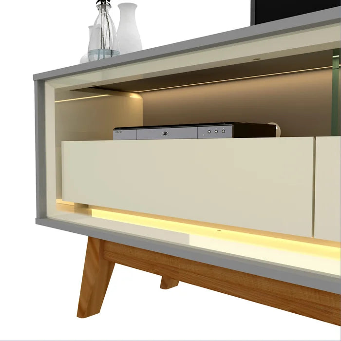 Rack Requinte 2,10 cm 75" - 100% MDF - Com LED  - Cinza/Off White EN