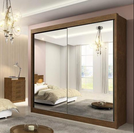 Roupeiro Las Vegas 100% MDF -  2 Portas Espelhadas - Ypê  L