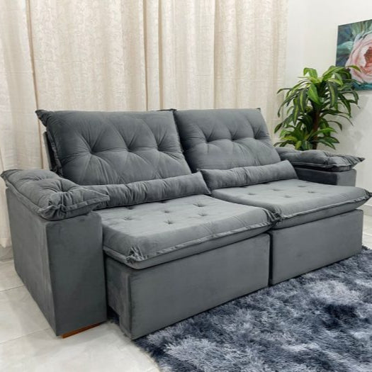 Sofá Retrátil Reclinável Small 2.30m - Cinza E