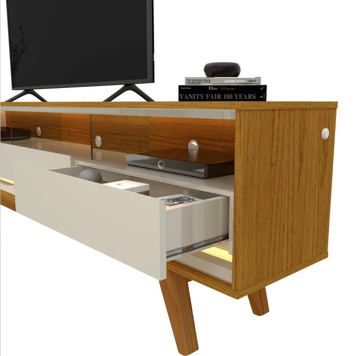 Rack Requinte 2,10 cm 75" - 100% MDF - Com LED  - Naturale/Off White EN